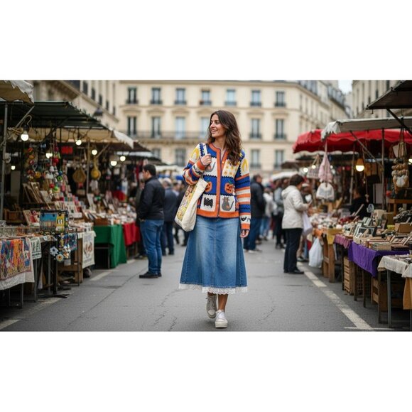 Belle Pointe Vintage Fall Autumn Cardigan Sweater With Pumpkin & Cat Whimsical - Picture 1 of 8